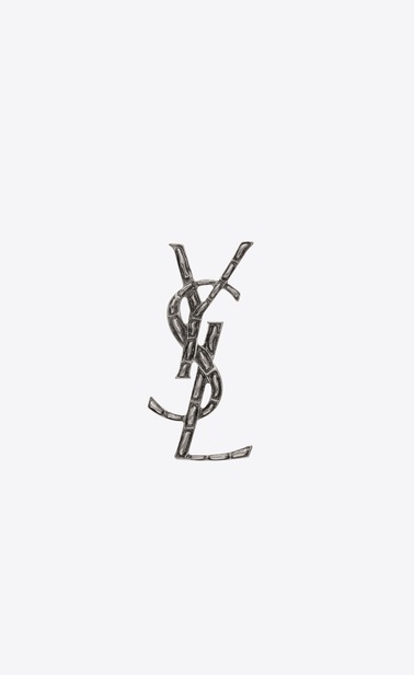 opyum ysl crocodile brooch in silver brass